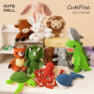 Jouets en peluche personnalisés en coton PP, animaux tricotés (baleine, éléphant, lion, renard, <span class=keywords><strong>dinosaure</strong></span>), jouets apaisants pour bébés, rembourrage, cadeaux d'anniversaire pour enfants, vente en gros - Product Image 1