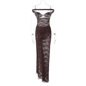 Bodysuit Tanpa Lengan Berbahan Renda dengan Model Off-Shoulder dan Rok Maxi Set Dua Potong Seksi, Set 2 Potong Wanita Pakaian Kasual 2026 - Product Image 5