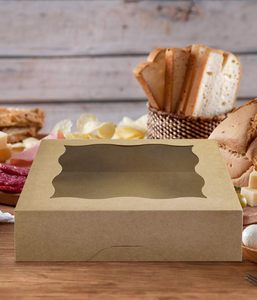 Cajas de Panadería Marrones de 10"x10"x3" con Ventana de PVC para Pasteles y Galletas, Caja Grande de Papel Kraft Natural - Product Image 6