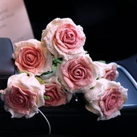 UKIQUEEN – fleurs artificielles faites à la main pour la saint-valentin, vente en gros, produits finis en laine, Roses au Crochet, Roses tricotées à la main