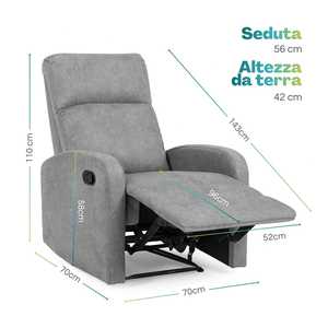Fauteuil inclinable Dream avec repose-pieds manuel 74x77x110 cm, en tissu, pour salon - Product Image 2