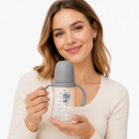 Biberon pour bébé de 250 ml en PP et silicone sans BPA, motif dessin animé, avec débit variable pour 0-12 mois, vente en gros