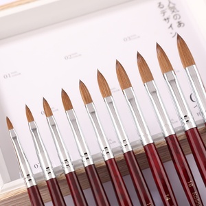 Hot-selling Red Wooden Handle Nail Acrylic Powder <b>Brush</b> with Professional 50%kolinsky Nail <b>Brush</b> Art Customized logo - Product Image 4