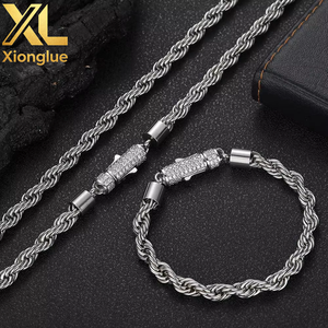 Collier unisexe en acier inoxydable de 6 mm, 0,3 m, plaqué or, avec boucle torsadée - Product Image 2