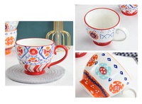Grande tasse à café et lait en céramique, tasse à céréales de petit déjeuner, peinture à la main, Design de fleurs, tasses d'eau de bureau, tasses mignonnes