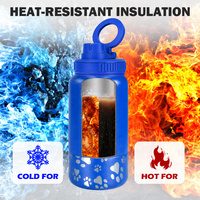 Accessoires pour bouteille d'eau pour chien 2-en-1 en acier inoxydable avec bouteille isotherme à visser et distributeur de nourriture de voyage anti-fuite