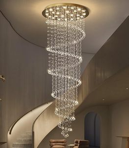Lustre moderne en cristal de pluie flottant transparent haut de gamme, argent, pour plafond haut, luminaire suspendu pour entrée, escalier - Product Image 2