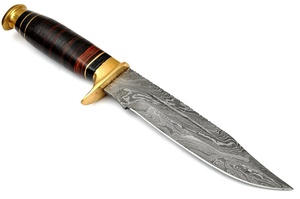 Đẹp sizzco handmade Damascus thép cố định lưỡi săn bắn Cắm Trại Skinner dao xử lý xếp chồng lên nhau da với Brass Clip - Product Image 2