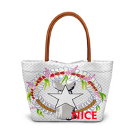 Sac fourre-tout en polyester de haute qualité avec impression Saipan Splash personnalisée, poignée en PU, idéal pour un usage quotidien multi-scènes et la préparation de cadeaux de vacances