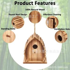 Nid d'oiseau suspendu en bois créatif pour décoration extérieure de patio, cabane pour colibris, abri de repos pour oiseaux transfrontalier - Product Image 3