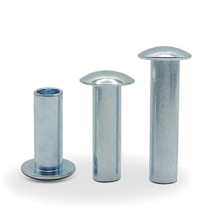Rivet semi-tubulaire en acier au carbone zingué, rivet à tête plate large pour produits pliables - Product Image 4