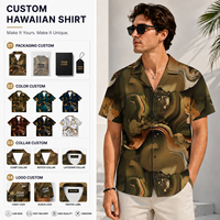 Chemise Hawaïenne Homme Premium Personnalisée à Manches Courtes Imprimée Intégralement, Boutonnée, Décontractée, pour l'Été et les Vacances à la Plage, avec Logo OEM ODM, Vente en Gros