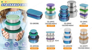 Loncheras de Acero Inoxidable Sin Pulir de Alta Calidad con Recipiente para Alimentos Frescos, Juego de 5 Recipientes para Almacenamiento de Alimentos con Tapa de PP, Venta al Por Mayor Directa de Fábrica - Product Image 2