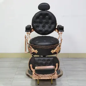 高級ブラックレザー理髪店椅子プロの新しい高級アンティーク男性理髪椅子は360度回転することができます椅子