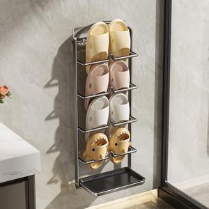 Support mural pour pantoufles de salle de bain 60x70cm, 4 niveaux, organisateur de rangement durable pour chaussures de toilette - Product Image 1