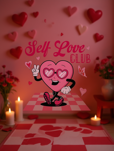 Self Love Club T-shirt rosa da donna a maniche corte in cotone stampato con scollo rotondo, umorismo sarcastico per San Valentino, primavera estate, in jersey - Product Image 2