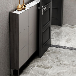 Nhà Máy bán hàng trực tiếp tùy chỉnh hiện đại lối vào màu xám giày bằng gỗ giá tổ chức Lưu trữ tủ với xây dựng trong ghế băng ghế dự bị - Product Image 2