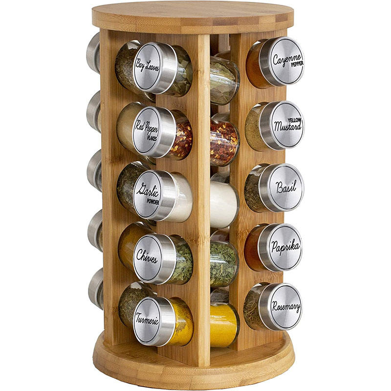Bamboo Revolving Spice Racks Organize Your Kitchen Efficiently