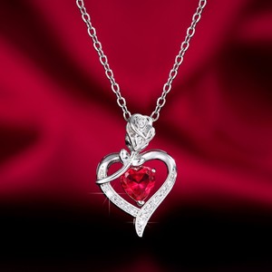Collana con ciondolo a forma di cuore di rosa per donna, elegante catena per clavicola, gioiello alla moda, idea regalo - Product Image 2
