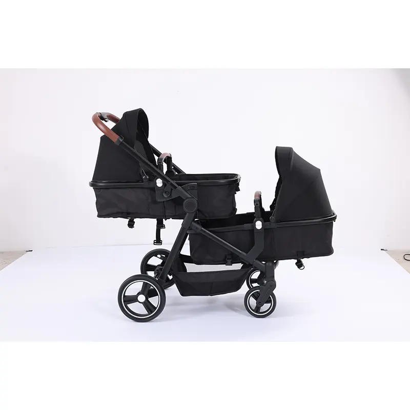 Fabriek Op Maat Gemaakte Dubbele Baby Kinderwagens Populaire Dubbele Kinderwagens Opvouwbare Linnen En Aluminium Frame Kinderwagen Voor 0-3 Jaar Peuter