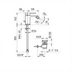 Mitigeur de bidet avec Piletta Chrome Bella-Palazzani en laiton monocommande - Product Image 1