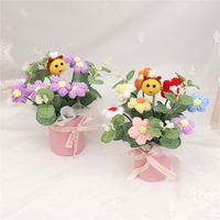 Bouquet au crochet de marguerites artificielles et abeille, avec emballage cadeau pour la Saint-Valentin et les anniversaires, pour fille, épouse, maman