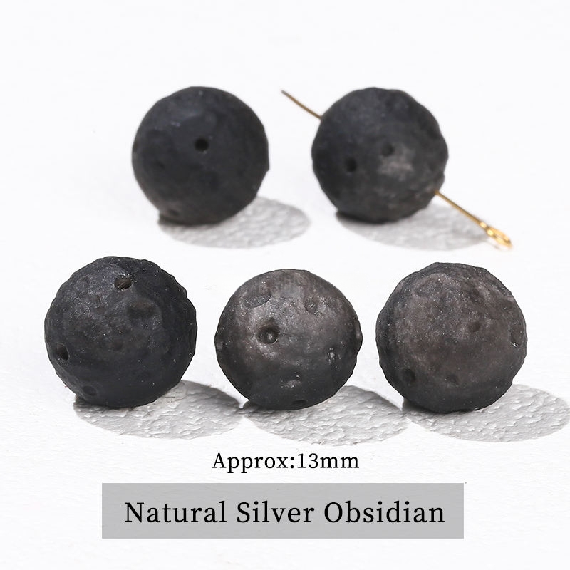 Perla di Meteorite in Ossidiana Argentata Naturale