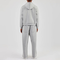 Ensemble de survêtement personnalisé pour homme, uni, en coton épais, avec pantalon de survêtement ample à jambe large et sweat à capuche zippé