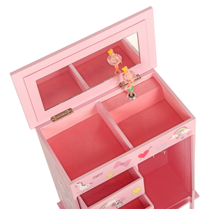 Scatola Portagioie in Legno Premium per Ragazze Ever Bright, con Cassetti Multipli, Unicorno, Carosello Musicale a Manovella, Durata del Suono 30 Secondi - Product Image 2