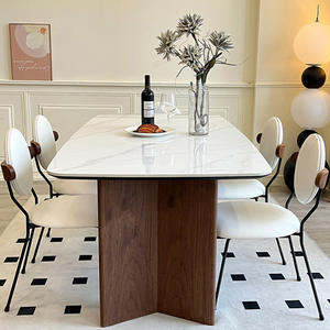 Juego de <span class=keywords><strong>Mesa</strong></span> y Sillas de Comedor de Madera Maciza de Nogal con Estilo Retro Francés Wabi-Sabi de Mediados de Siglo, para Restaurante y Apartamentos Pequeños - Product Image 3