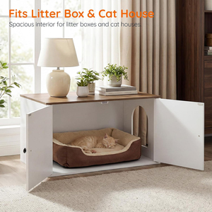 Meuble pour chat JIAMEIJIA FURNITURE, armoire haute minimaliste blanche à arche droite, maison moderne pour animaux de compagnie - Product Image 2