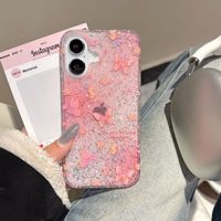 Pour Apple 17 Air étui de téléphone portable fleur rose papillon iPhone 16 Pro Max couverture transparente à paillettes coque de téléphone en gros