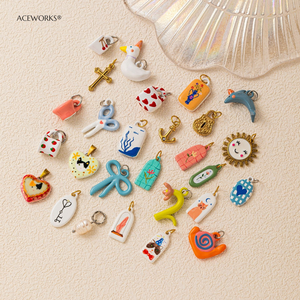 Tiny Home Anthology | 18K PVD Gold Plated Stainless Steel Hand Painted Pendant House, Pet & Daily Life Charms for Jewelry Making - Product Image 5
