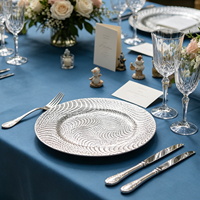 Assiettes de présentation modernes en PP, motif doré/argenté, 33 cm, résistantes aux rayures, pour centres de table de mariage et usage domestique