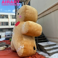 Personnage de mascotte de pain en peluche gonflable d'événements de Noël de taille sur mesure, ballon de dessin animé d'homme de biscuits gonflables