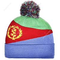 Nouvelle arrivée, bonnet en tricot avec drapeau de la Zambie, bonnet pour femmes et hommes, bonnet à pompon, bonnet d'hiver chaud, doux, extensible, pas cher, vente en gros personnalisée
