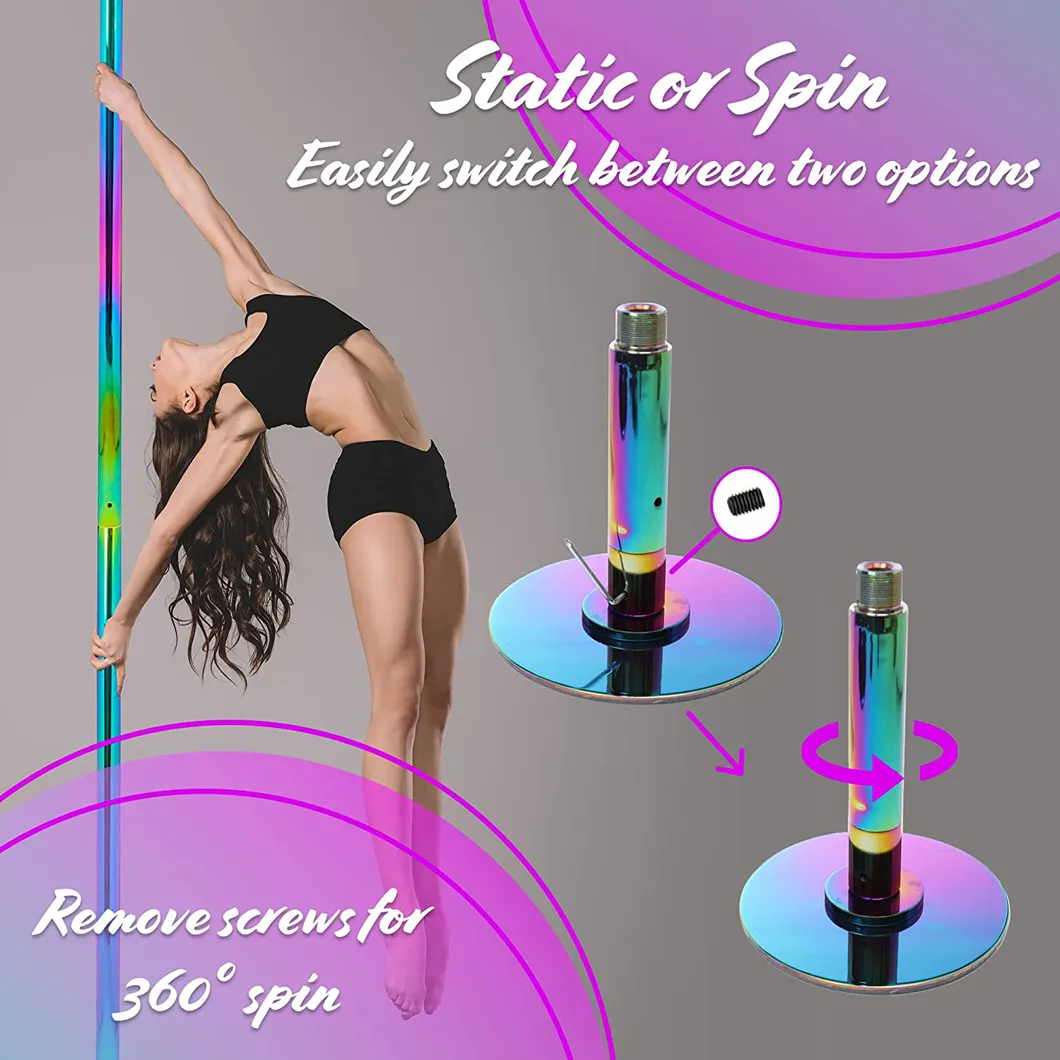 Tubo de tira customizável OEM 45mm Pólo de dança Pólo ajustável de 45mm Pólo de dança giratório para exercícios de fitness em casa e festas em clubes