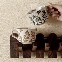 JINXIN grosir produsen personalisasi Vintage bunga decal cetakan cangkir stoneware kopi mug tumbler botol air