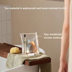 Trousse de Maquillage de Luxe en PU Grande Capacité, Organisateur de Voyage pour Cosmétiques et Articles de Toilette avec Compartiment à Pinceaux Amovible pour Femmes - Product Image 4