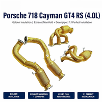 Colectores de escape con aislamiento dorado y tubo de bajada para Porsche Cayman 718 GT4 RS 4.0L, sistema de escape OEM/ODM, mejora de potencia