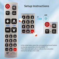 Control remoto universal de botón grande para LG, Samsung, Sony, Vizio, Sharp, Toshiba, JVC, Sanyo, Zenith, Panasonic, Philips, Hitachi, etc.