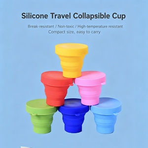 Wholesale BPA Free Portable <b>Collapsible</b> Heat-Resistant Silicone Cup Reusable Food Grade Folding Mug Lids Custom Logo Modern - Product Image 2