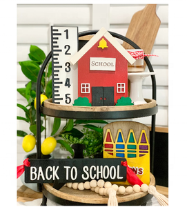 5 pièces fournisseur d'usine décorations de rentrée scolaire comme cadeau de professeur signe avec perles en bois décor de plateau à plusieurs niveaux - Product Image 1