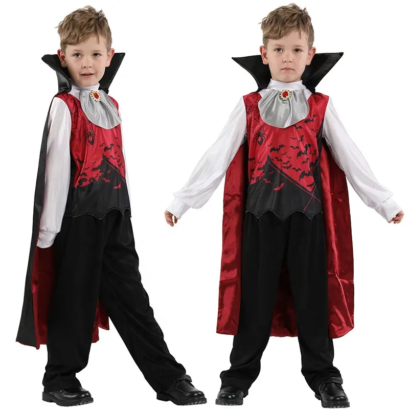 Cape de Vampires à Capuche Réversible pour Halloween, Costume de Magicien de Fête, Costume de Sorcière et Diable, Rouge et Noir