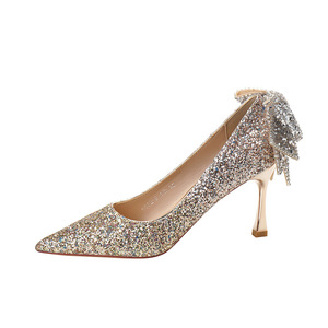 6682-9 Heeled <b>Sandals</b> Peep Toe Stiletto High Heel <b>Bow</b> Decoration Elegant Fashion Trend Mixed Colors Slip-On Wedding Party Shoes - Product Image 5
