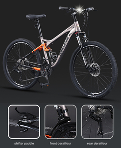 Bicicletta da Montagna 24/26/27 Pollici, 21 Velocità, Freni a Disco Doppi, Telaio in Acciaio al Carbonio, per Ragazzi e Uomini, Ideale per Scuola, Lavoro, Campeggio Estivo - Product Image 5
