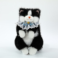 Sac à dos chat adorable en peluche, double épaulette, fausse fourrure, pour cadeaux de filles