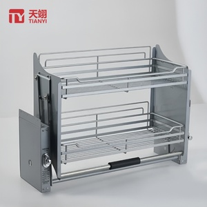 Cesta elevadora de acero inoxidable al por mayor para cocina, almacenamiento duradero que ahorra espacio para islas y carros de cocina modernos - Product Image 3