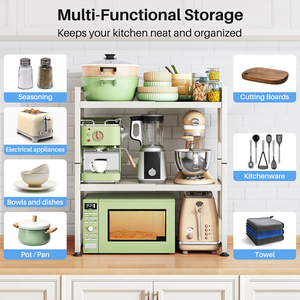 Estante de Cocina Ahorrador de Espacio con Capacidad para 200 Libras, Soporte para Microondas con Panel Perforado, Estante Ajustable para Organización y Almacenamiento en la Cocina - Product Image 2