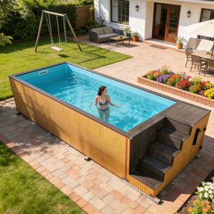 Piscina Elevada para Niños con Chorro de Agua, Construcción de Fibra de Vidrio Resistente a los Rayos UV - Product Image 1